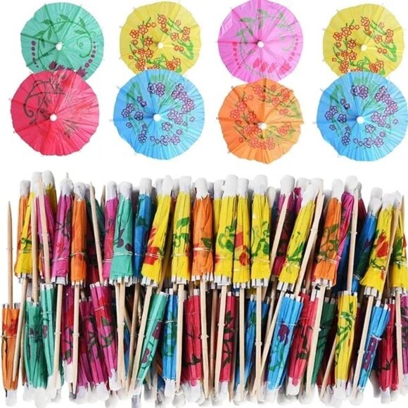 NWT Tiki Tropical Umbrellas Bar Retro Paper Parasols 144-Count Hawaii Party BBQ - Picture 6 of 6